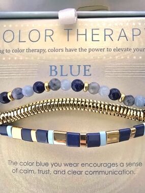 Color Therapy Blue Beaded & Gold Bracelet Set